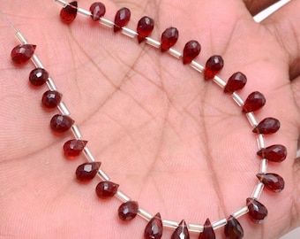 Garnet Faceted 6x9mm Drop Shape Briolettes,Mozambique Garnet Faceted Tear Drop,Teardrop Gemstone Beads,Jewelry Making Beads,Garnet Teardrop