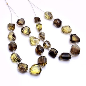 Natural Bio Lemon Quartz Faceted Nuggets Shape Beads, Size 10x14MM-12X16MM Lemon Quartz Gemstone Jewelry Making Beads 8&#39;&#39; Strand
