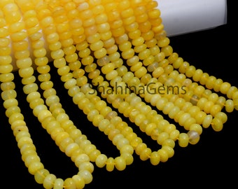 16'' Strand Yellow opal smooth rondelle shape beads, 6MM to 9MM Yellow Opal rondelle gemstone beads, AAA quality opal, jewelry making craft