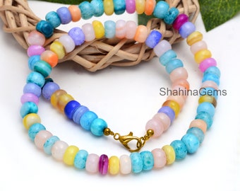 Hand Knotted Multi Opal Necklace ,Peruvian Multi Opal Beads Necklace, Peruvian Opal Knotted Necklace, Opal Bead Necklace, Opal Candy Jewelry