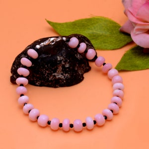 Pink Opal Bracelet, Delicate Beaded Multi Gemstone Bracelet, Pink Genuine Gemstone Jewelry, October July Birthstone