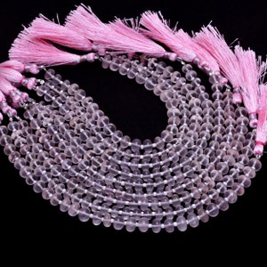 Natural Rose Quartz Smooth Rondelle Beads Pink Rose Quartz Gemstone Beads 7mm to 9mm Rose Quartz Rondelle Beads Wholesale Beads