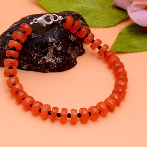 Karneol Armband, Orange Karneol Kristall Energie Heilung Armband, Karneol Stein Perlen Armbänder für Frauen, natürlicher Karneol Schmuck