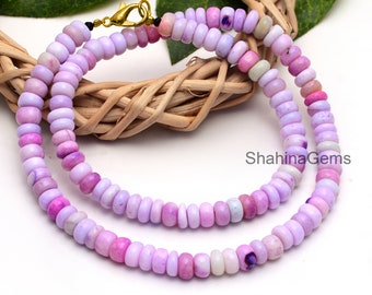 Hand Knotted Pink Purple Opal Necklace ,Peruvian Purple Opal Necklace, Peruvian Opal Knotted Necklace, Opal Gemstone Necklace, Opal Necklace