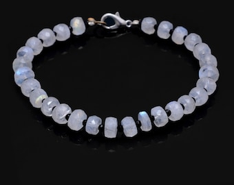 Rainbow MOONSTONE Crystal Bracelet - Rondelle Beads - Beaded Bracelet, Handmade Jewelry, Moonstone Bracelet