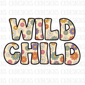 Niño salvaje floral PNG / Retro Boho PNG