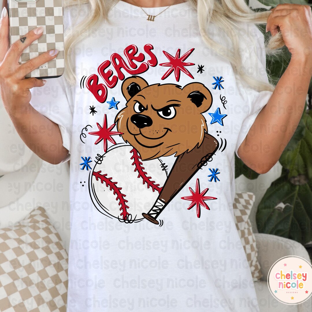 Bears Baseball Mascot PNG | Baseball PNG | Hand Drawn Baseball Digital ...