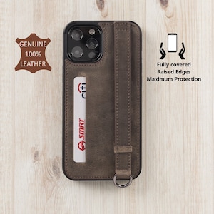 Funda de cuero personalizada para iPhone. Funda con agarre para teléfono para iPhone 16, 15, 14, 13, 12, 11, 11 Pro, X, XS, XS Max, XR, funda estética para tarjetas de crédito