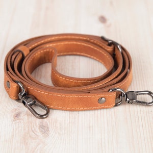 Leather Purse Strap, Brown Leather Replacement Strap, Adjustable and  Detachable Long Leather Bag Strap 