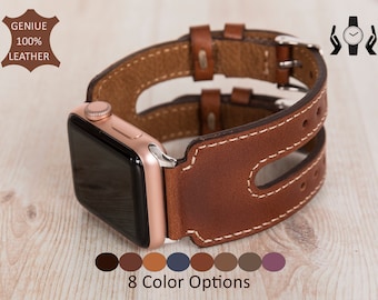 Correa de cuero para Apple Watch, correa para Galaxy Fitbit, Fossil, Pixel iWatch, correa doble personalizada para 38, 40, 41, 42, 44, 45, 46 y 49 mm.