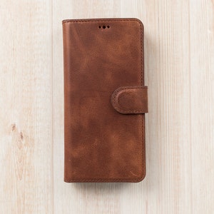 Brown Leather Samsung Wallet Case for S24, S23, S22, S21, S20, S10, S9, S8, Note 20, 10 Galaxy Detachable Magnetic Case, Samsung Card Holder image 5