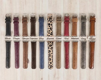 Bracelet Apple Watch en cuir personnalisé 38 40 41 42 44 45 46 49 mm, bracelet Apple Watch fait main, Galaxy personnalisé, Fitbit, Pixel, bandes fossiles