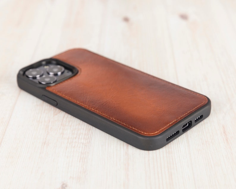 iPhone-skal i äkta läder, iPhone 17, 17E, 17 Air, 16, 15, 14, 13, 12, SE Anpassat iPhone-skal Monogram Mobilskal i läder bild 7