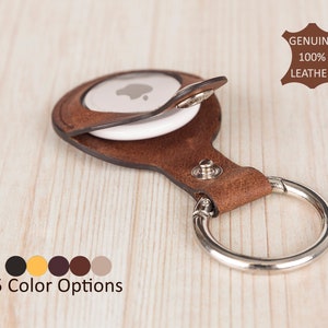 Leather AirTag Case for Apple. AirTag Holder Compatible with Apple. Keyring AirTag Case. Personalized Leather Keychain, Apple AirTag Finder.