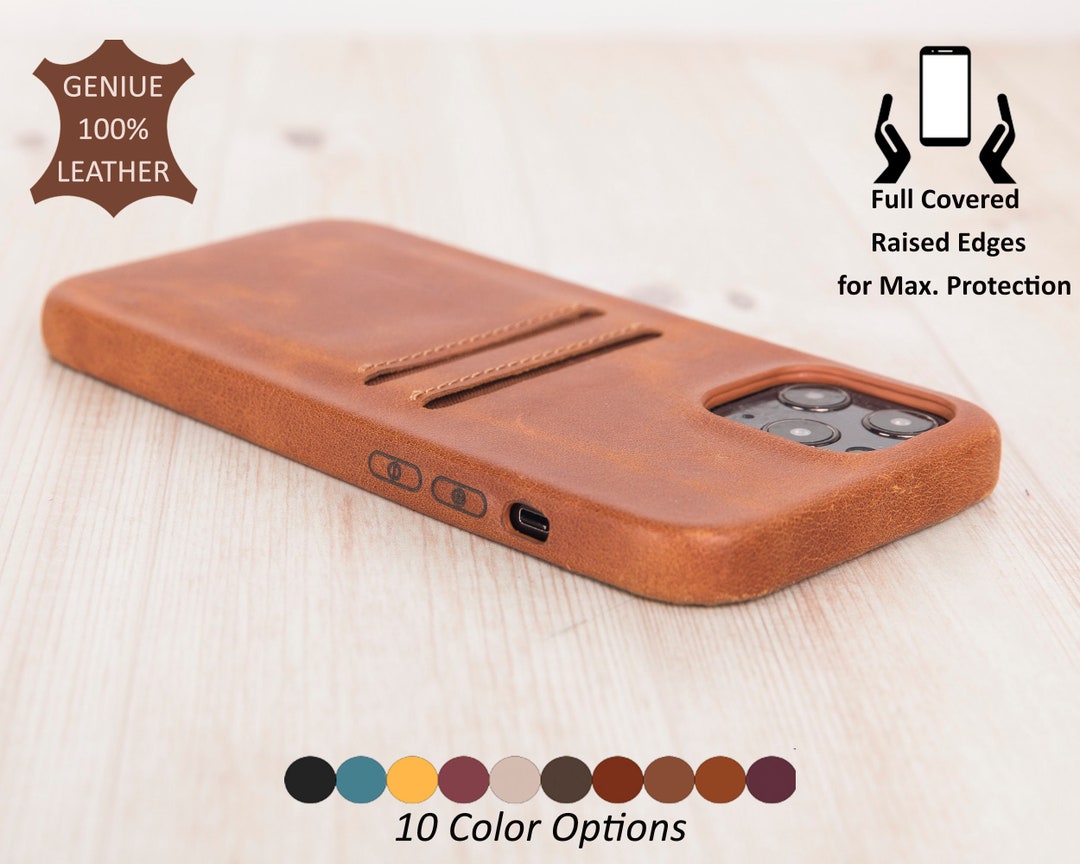 Genuine Leather iPhone Card Holder Case. iPhone 14, 13, 12, 11, X, XS