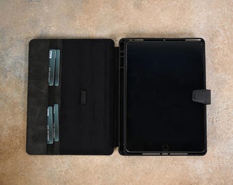 Leather iPad Case with Pencil Holder, Personalized iPad Cover, Custom Engraved iPad 13, 12.9, 11 Pro, 11 (A16),  Air, Mini Case, iPad Sleeve