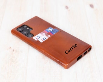 Custom Samsung Phone Case Leather Galaxy Case for S24,  S23, S22, S21, S20, S10, S9, S8, Note 20, 10, Aesthetic Phone Case Card Holder Case