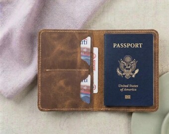 Leather Personalized Passport Holder, Passport Cover, Custom Leather Passport Case, Custom Engraved Gift, Travel Document Organizer