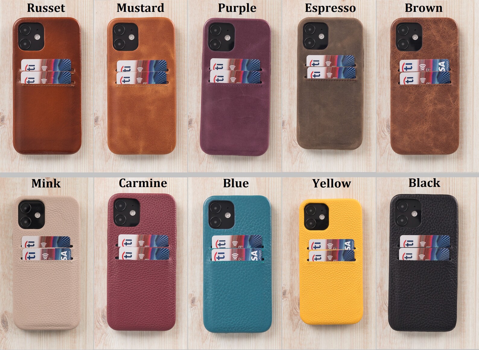 Genuine Leather Iphone Card Holder Case. Iphone 13 12 11 X Etsy
