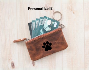 Leather Keychain Wallet, Mini Wallet Keychain, Keychain Wallet for Women Men, Mini Pouch Wallet Keychain, Handmade Leather Coin Purse