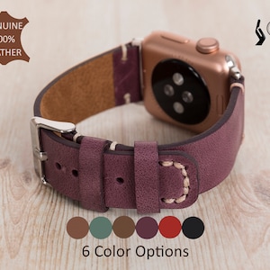 Custom Leather Apple Watch Band 38, 40, 41, 42, 44, 45, 46, 49 mm Hand Stitched Apple iWatch Strap Personalized Galaxy Fitbit, Fossil Pixel