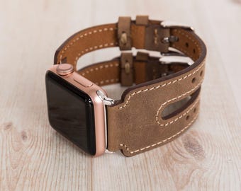 Correa de cuero para Apple Watch, compatible con Apple Watch, Galaxy, Fitbit y Fossil Pixel. Correa doble personalizada para iWatch de 38, 40, 41, 42, 44, 45, 46 y 49 mm.