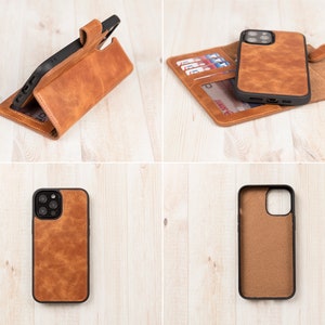 Custom Leather iPhone 15, 14, 13, 12, 11, 11 Pro, X, XS, XR, 8, 7, 6 Plus Case, Detachable Magnetic Case, iPhone Card Holder, iPhone Wallet image 2