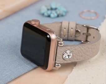 Slim Apple Watch Band 38, 40, 41, 42, 44, 45, 46, 49 mm, Fox Slim Leather Apple Watch for Women, iWatch strap. Galaxy, Fitbit, Fossil Band