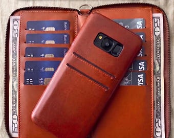 Leather Pouch Wallet Case, S26, S25, S24, S23, S22, S21, S20, Note 20, Note 20 Ultra Case, Zipped Leather Wallet Case