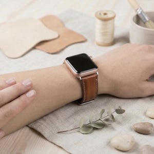 Custom Leather Apple Watch Band 38 40 41 42 44 45 46 49 mm, Handmade Apple Watch Strap, Personalized Galaxy, Fitbit, Pixel, Fossil Bands image 1