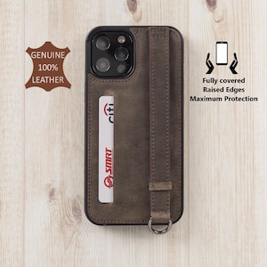 Custom Leather iPhone Case. iPhone 17, 17 Air, 16, 15, 14, 13, 12, 11 Pro, X, XS, XS Max, XR Case with Phone Grip, Aesthetic Phone Card Case