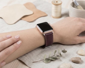 Correa de cuero personalizada para Apple Watch de 38, 40, 41, 42, 44, 45, 46 y 49 mm. Correa hecha a mano para Apple Watch. Correas personalizadas para Galaxy, Fitbit, Pixel y Fossil.