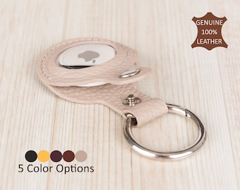 Leather AirTag Case for Apple. AirTag Holder Compatible with Apple. Keyring AirTag Case. Personalized Leather Keychain, Apple AirTag Finder.