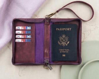 Personalized Leather Passport Holder, Travel Wallet, Passport Cover, Leather Passport Case, Custom Engraved Gift, Travel Document Organizer