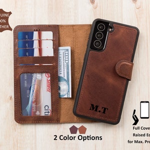 personalized leather samsung S24 wallet case