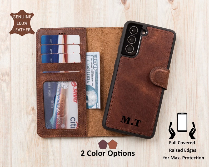 personalized leather samsung S24 wallet case