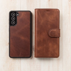 Brown Leather Samsung Wallet Case for S24, S23, S22, S21, S20, S10, S9, S8, Note 20, 10 Galaxy Detachable Magnetic Case, Samsung Card Holder image 7