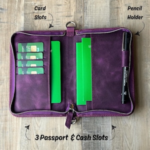 Porta pasaporte de cuero personalizado, billetera de viaje, funda para pasaporte, estuche de cuero para pasaporte, regalo grabado personalizado, organizador de documentos de viaje