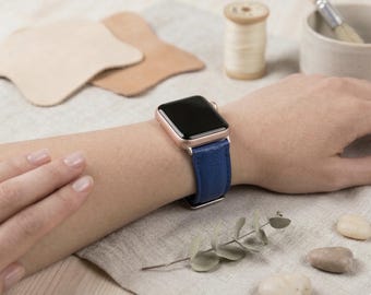 Apple Watch-armband i narvat läder 38, 40, 41, 42, 44, 45, 46, 49 mm, klocka, Apple iWatch-armband anpassat Galaxy, Fitbit, Fossil Pixel-armband
