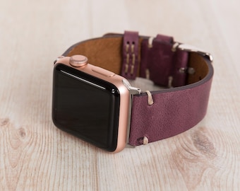 Correa de cuero personalizada para Apple Watch de 38, 40, 41, 42, 44, 45, 46 y 49 mm. Correa cosida a mano para Apple iWatch. También disponible para Galaxy, Fitbit y Fossil Pixel.