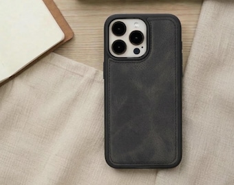 Leather Lightweight iPhone Case, iPhone 17, 17E, 17 Air, 16, 15, 14, 13, 12, SE, Custom iPhone Case Monogram Phone Case Leather