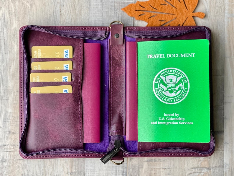 Genine Leather Passport Holder, Passport Cover, Wristlet Leather Passport Wallet, Personalized Passport Case, Vaccination Card Holder 