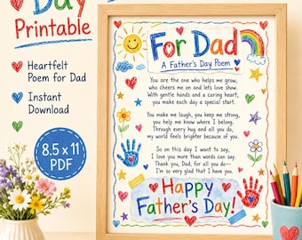 Father's Day Poem for Dad, Kids Crayon Art Printable (8.5x11 PDF)