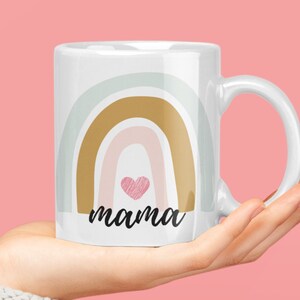 Mama Rainbow Coffee Mug. Cute gift for new Mummy, Mum,  Mom, baby shower, expecting mother or Mothers day. Present for new baby, baby reveal