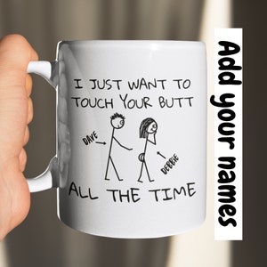 Funny Personalised Boyfriend Mug for Valentines. Birthday gift for him. Girlfriend Mug for her. Rude Mug Gift. Mug Customised with name. UK