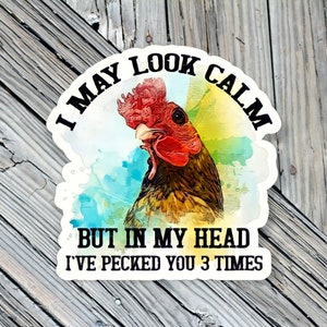 Chicken Hen Sticker, FREE fast Shipping,  UV Vinyl stickers, Waterproof Sticker, sticker gift, cute sticker, funny Sticker, black sticker