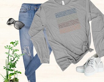 Marathon Tshirt | Marathon Shirt | Jersey Long Sleeve Tee