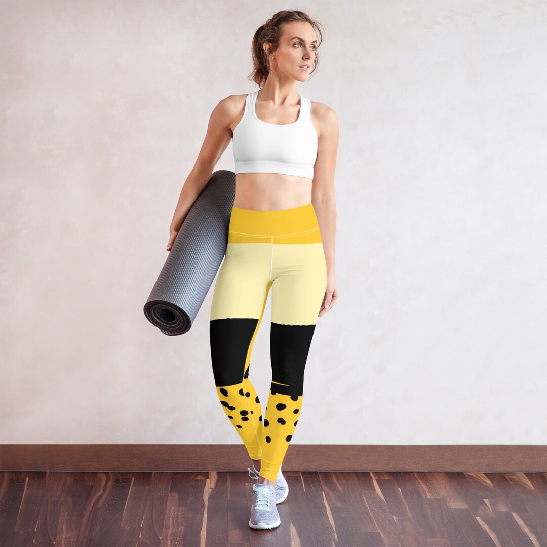 Yellow Yoga Pants Polka Dot Leggings Yellow and Black Etsy
