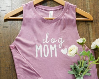 DOG MOM Tank Top, Dog Mom Racerback Tank, Dog Mom Shirt, Best Dog Mom Shirt - Teddy&Co.