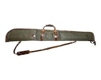 Shotgun case - Canvas Leather with three exterior pockets. | Ships Out Same Day !